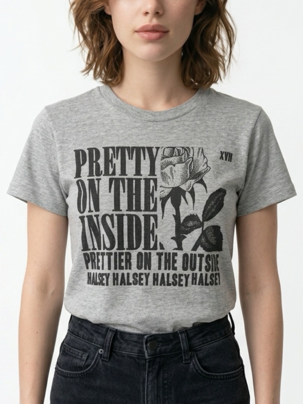 HALSEY • Pretty on the Inside Rose Graphic Gray Band T-Shirt XS